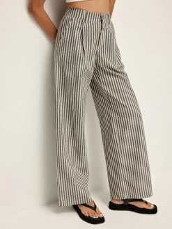 Hot Pinstripe High-Waist Long Pants Pants|Bottoms