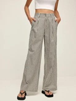 Hot Pinstripe High-Waist Long Pants Pants|Bottoms