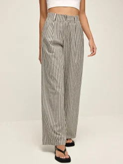 Hot Pinstripe High-Waist Long Pants Pants|Bottoms