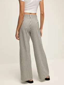 Hot Pinstripe High-Waist Long Pants Pants|Bottoms