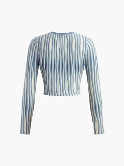 Best Pinstripe Lace Up Knit Cardigan Cardigans|Sweaters & Cardigans