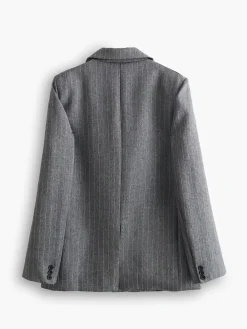 Outlet Pinstripe Lapel Blazer Outerwear|Blazers
