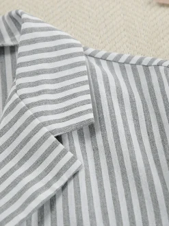 Sale Pinstripe Lapel Long Sleeve Pants Set Pants Sets|Matching Sets