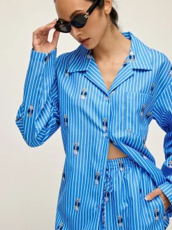 New Pinstripe Lapel Printed Pants Set Pants Sets|Matching Sets