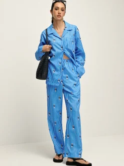New Pinstripe Lapel Printed Pants Set Pants Sets|Matching Sets
