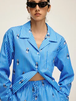 New Pinstripe Lapel Printed Pants Set Pants Sets|Matching Sets