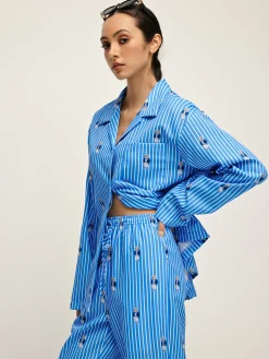 New Pinstripe Lapel Printed Pants Set Pants Sets|Matching Sets