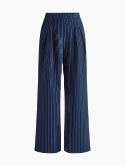 Outlet Pinstripe Pleated Wide-Leg Pants Pants|Bottoms