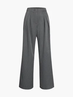 Outlet Pinstripe Pleated Wide-Leg Pants Pants|Bottoms
