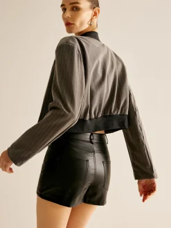 Hot Pinstripe Pocket Short Jacket Outerwear|Jackets