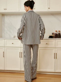 Clearance Pinstripe Pocket Three Piece Pants Set Pants Sets|Long Sleeve Sets