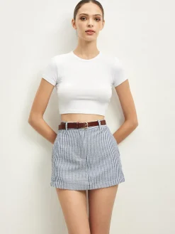 New Pinstripe Pockets Shorts With Belt Shorts|Bottoms
