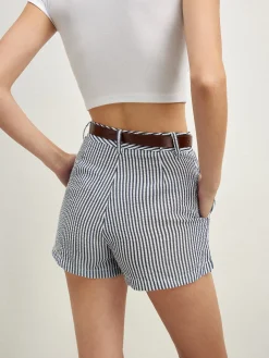 New Pinstripe Pockets Shorts With Belt Shorts|Bottoms