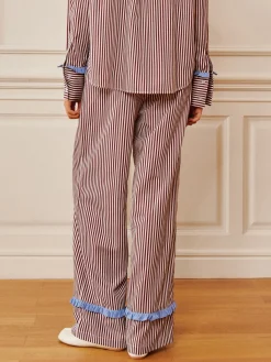 New Pinstripe Ruffle Bow Pants Long Sleeve Sets|Pants