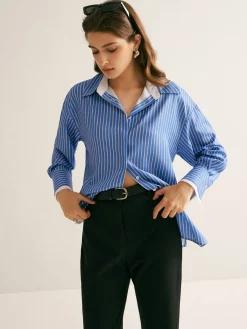 Hot Pinstripe Thin Polo Shirt Blouses & Shirts|Tops