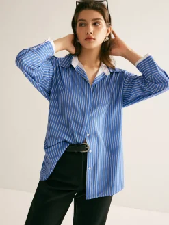 Hot Pinstripe Thin Polo Shirt Blouses & Shirts|Tops