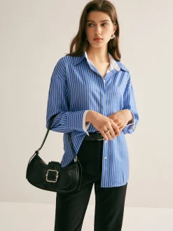 Hot Pinstripe Thin Polo Shirt Blouses & Shirts|Tops