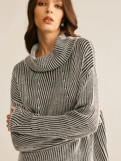 New Pinstripe Turtleneck Sweater Sweater Tops|Sweaters & Cardigans