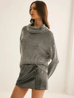 New Pinstripe Turtleneck Sweater Sweater Tops|Sweaters & Cardigans
