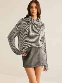 New Pinstripe Turtleneck Sweater Sweater Tops|Sweaters & Cardigans