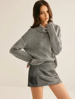 New Pinstripe Turtleneck Sweater Sweater Tops|Sweaters & Cardigans