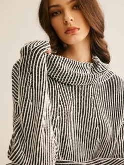 New Pinstripe Turtleneck Sweater Sweater Tops|Sweaters & Cardigans