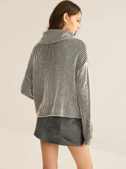 New Pinstripe Turtleneck Sweater Sweater Tops|Sweaters & Cardigans