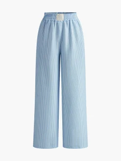 Online Pinstripe Wide-Leg Long Pants Bottoms