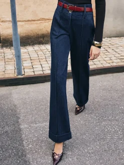 Sale Piping Belted Decor Straight Jeans Jeans|Pants