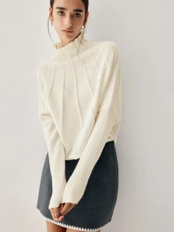 Online Piping Mock Neck Long Sleeve Knit Top Sweater Tops|Long Sleeve Sets
