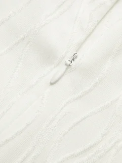 New Piping Pleated Zipper Dress White Dresses|Casual Dresses