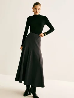 Outlet Piping Pleated Zipper Skirt Skirts|Bottoms