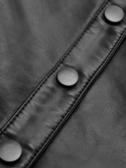 Hot Piping Rivet Button PU Leather Jacket Outerwear|Jackets