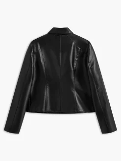 Hot Piping Rivet Button PU Leather Jacket Outerwear|Jackets