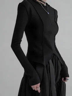 Hot Piping Slim Jersey Blouse Blouses & Shirts|Tops