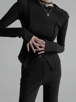 Hot Piping Slim Jersey Blouse Blouses & Shirts|Tops