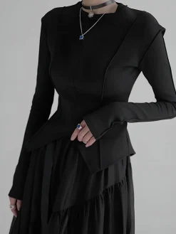 Hot Piping Slim Jersey Blouse Blouses & Shirts|Tops