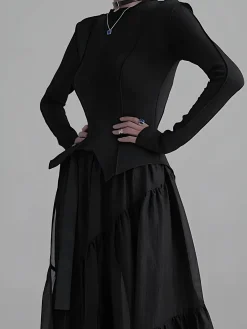 Hot Piping Slim Jersey Blouse Blouses & Shirts|Tops