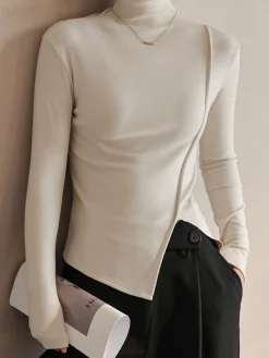 Outlet Piping Slit Jersey Slim T-Shirt T-shirts|Tops