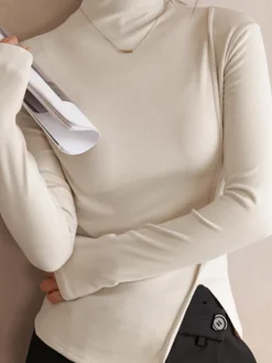 Outlet Piping Slit Jersey Slim T-Shirt T-shirts|Tops