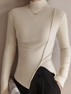 Outlet Piping Slit Jersey Slim T-Shirt T-shirts|Tops