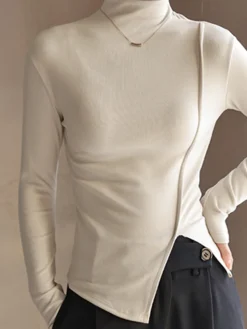 Outlet Piping Slit Jersey Slim T-Shirt T-shirts|Tops
