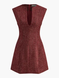 Clearance Piping Zipper Tweed Short Dress White Dresses|Black Dresses