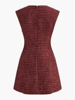 Clearance Piping Zipper Tweed Short Dress White Dresses|Black Dresses