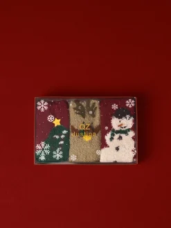 Hot 3pk Christmas Coral Velvet Socks With Box Socks & Tights|Accessories