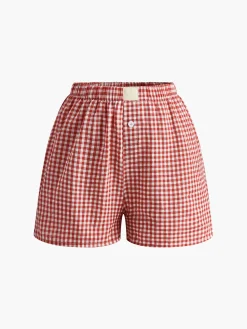 Hot Plaid Button Shorts Shorts|Bottoms