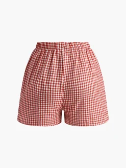 Hot Plaid Button Shorts Shorts|Bottoms