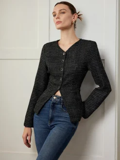 Plaid Button Split Slim Blazer Outerwear|Blazers