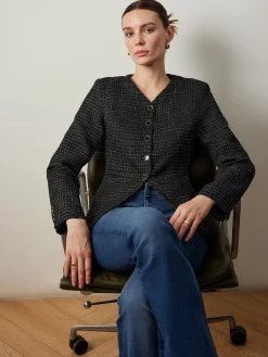 Plaid Button Split Slim Blazer Outerwear|Blazers
