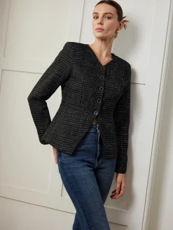 Plaid Button Split Slim Blazer Outerwear|Blazers